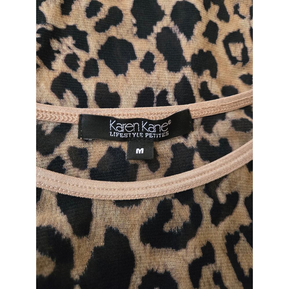 Y2K Edgy Sheer Leopard Print Long Sleeve Fitted Top M Petite Alternative Punk - Picture 7 of 7